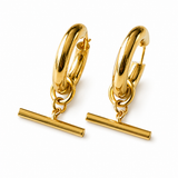 Gold T Bar Hoops