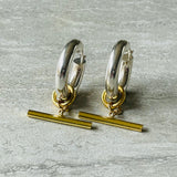 Silver Gold T Bar Hoops