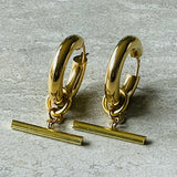 Gold T Bar Hoops